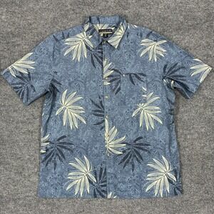 Casual Life Hawaiian Camp Shirt Mens Size XL Blue Tropical Floral Short Sleeve